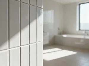 Pędzel z gęstą białą farbą dyspersyjną nakładaną na teksturowaną ścianę podczas remontu wnętrza.