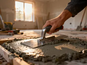 Rolki wełny mineralnej przygotowane do ocieplenia poddasza, ułożone między drewnianymi krokwiami w świetle poranka.